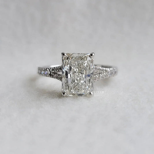 Radiant Cut Lab Diamond Split Shank Engagement Ring - Riant Fine Jewelry LLC