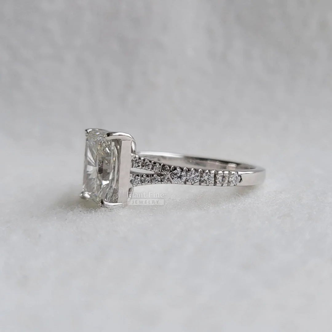 Radiant Cut Lab Diamond Split Shank Engagement Ring - Riant Fine Jewelry LLC