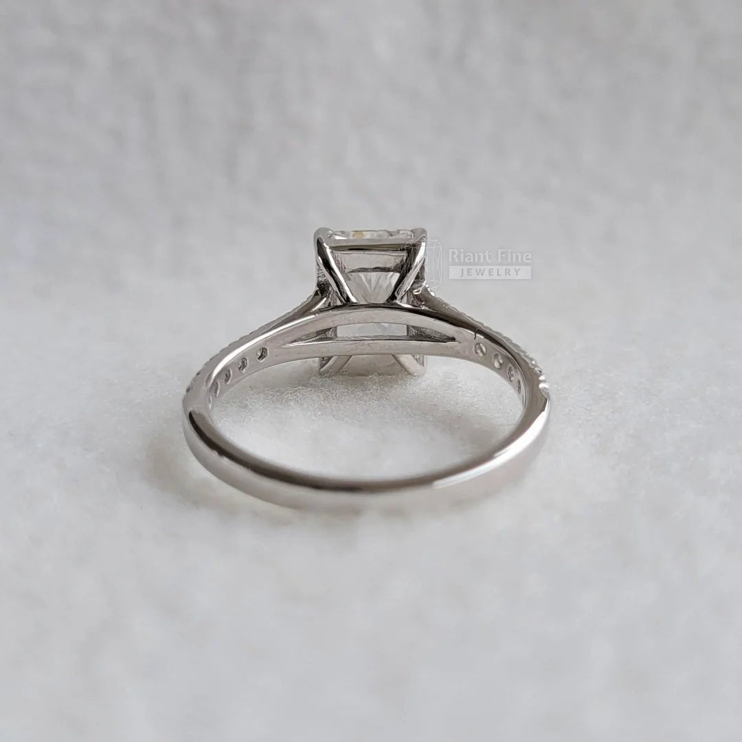 Radiant Cut Lab Diamond Split Shank Engagement Ring - Riant Fine Jewelry LLC