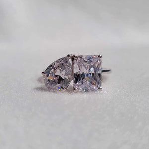 Elegant Toi Et Moi Radiant Teardrop Moissanite Engagement Ring