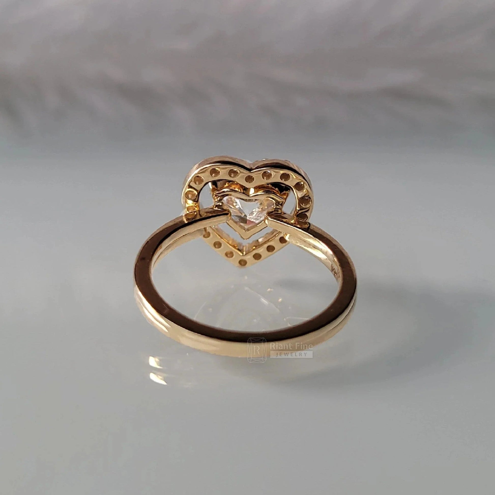 Romantic Heart Diamond Wedding Ring Set in 14K Gold - Riant Fine Jewelry LLC