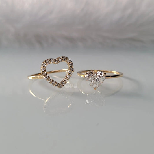 Romantic Heart Diamond Wedding Ring Set in 14K Gold - Riant Fine Jewelry LLC