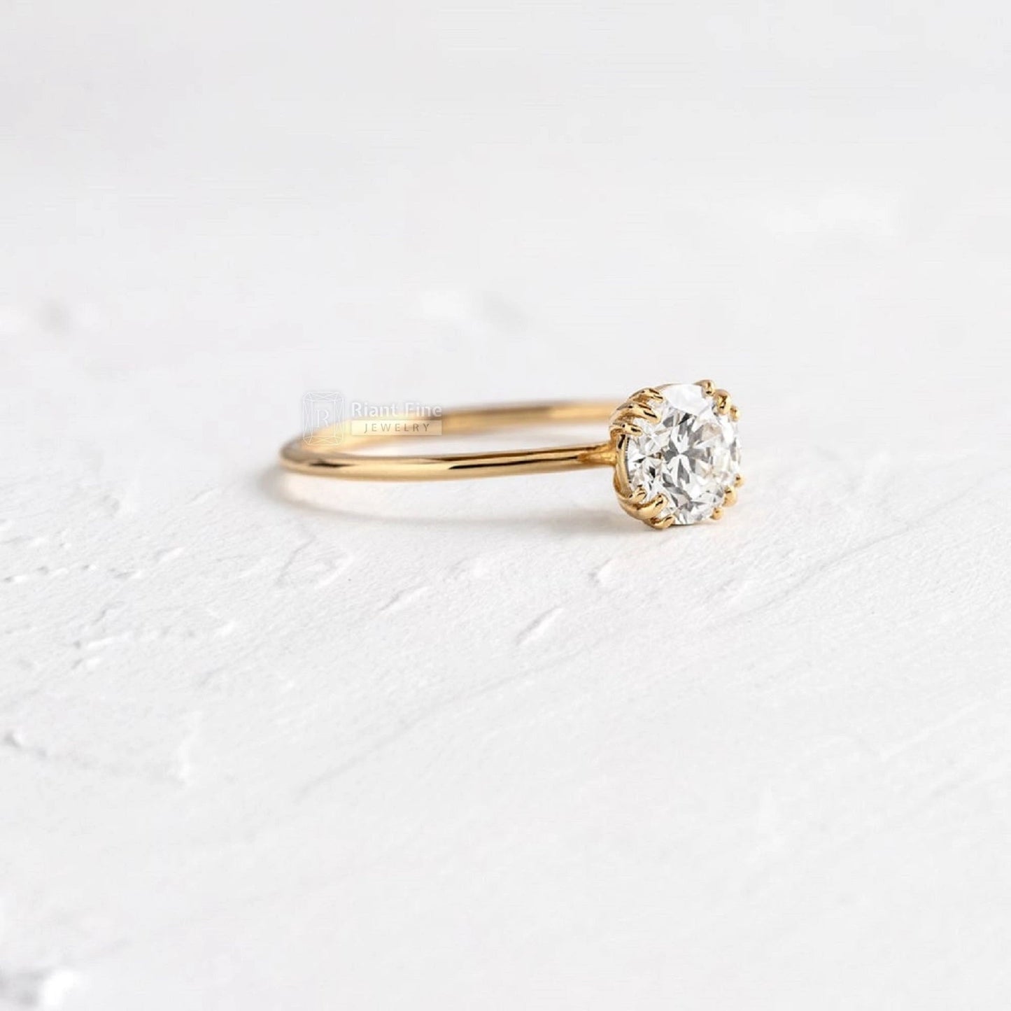 Romantic Round Diamond Solitaire Engagement Ring - Riant Fine Jewelry LLC