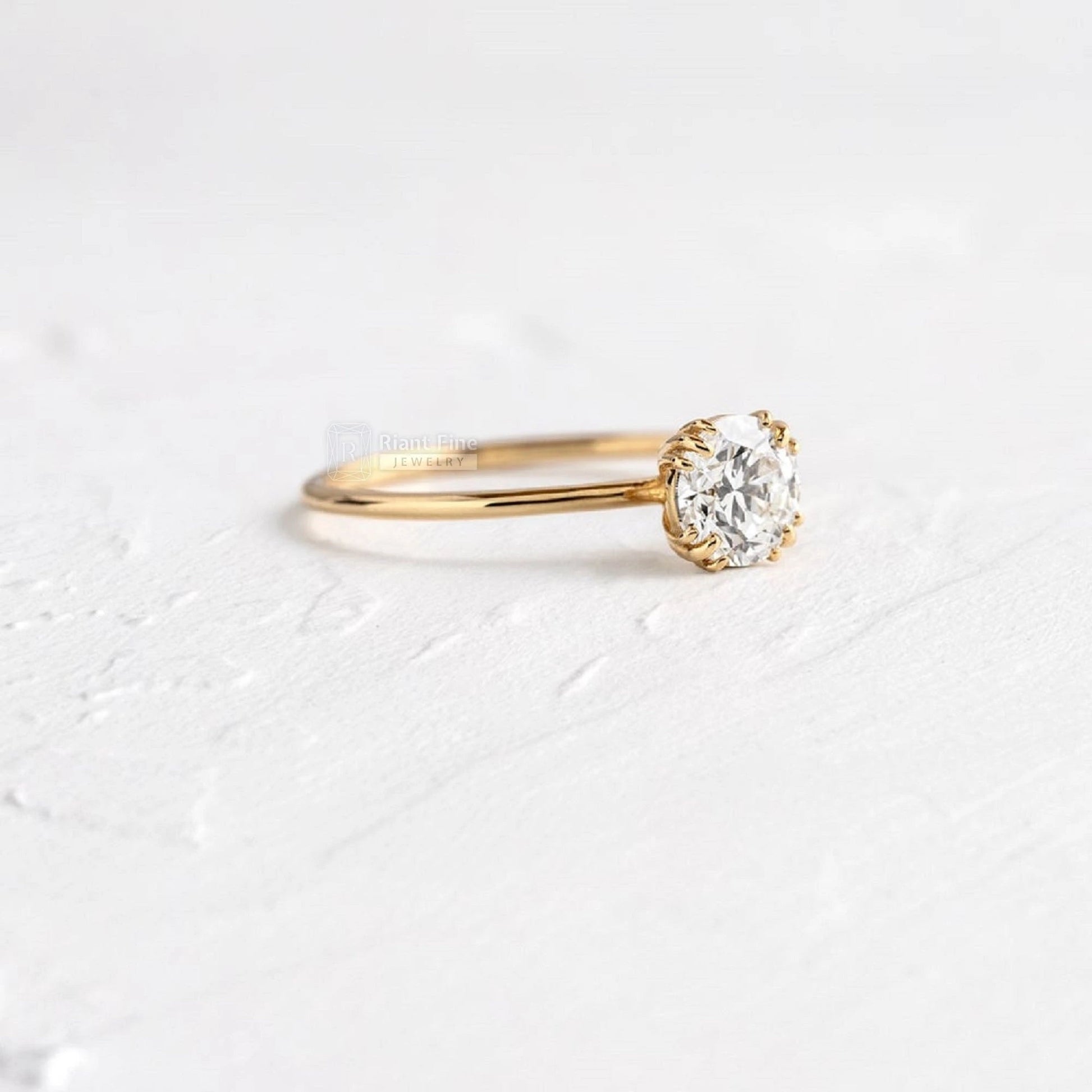 Romantic Round Diamond Solitaire Engagement Ring - Riant Fine Jewelry LLC
