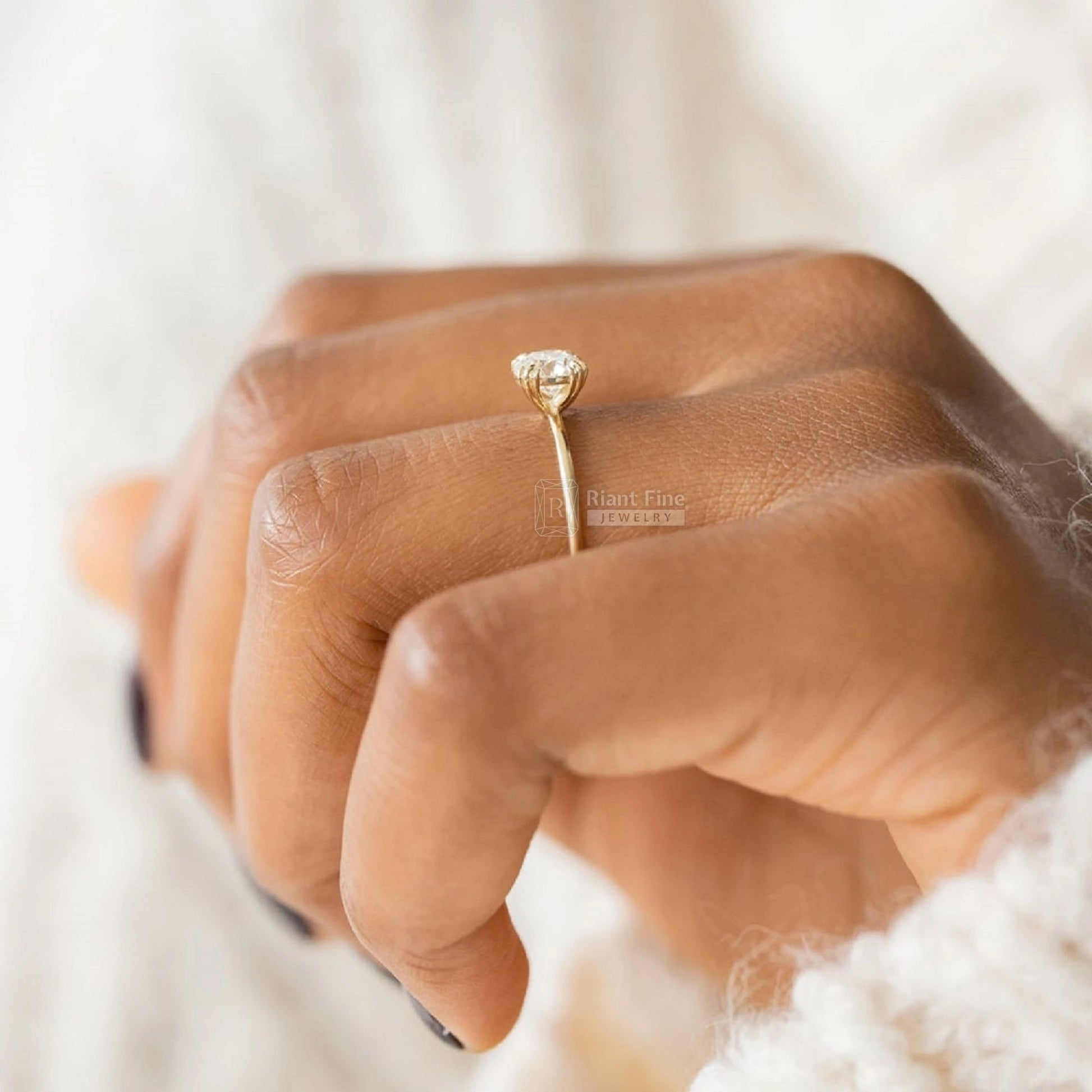 Romantic Round Diamond Solitaire Engagement Ring - Riant Fine Jewelry LLC