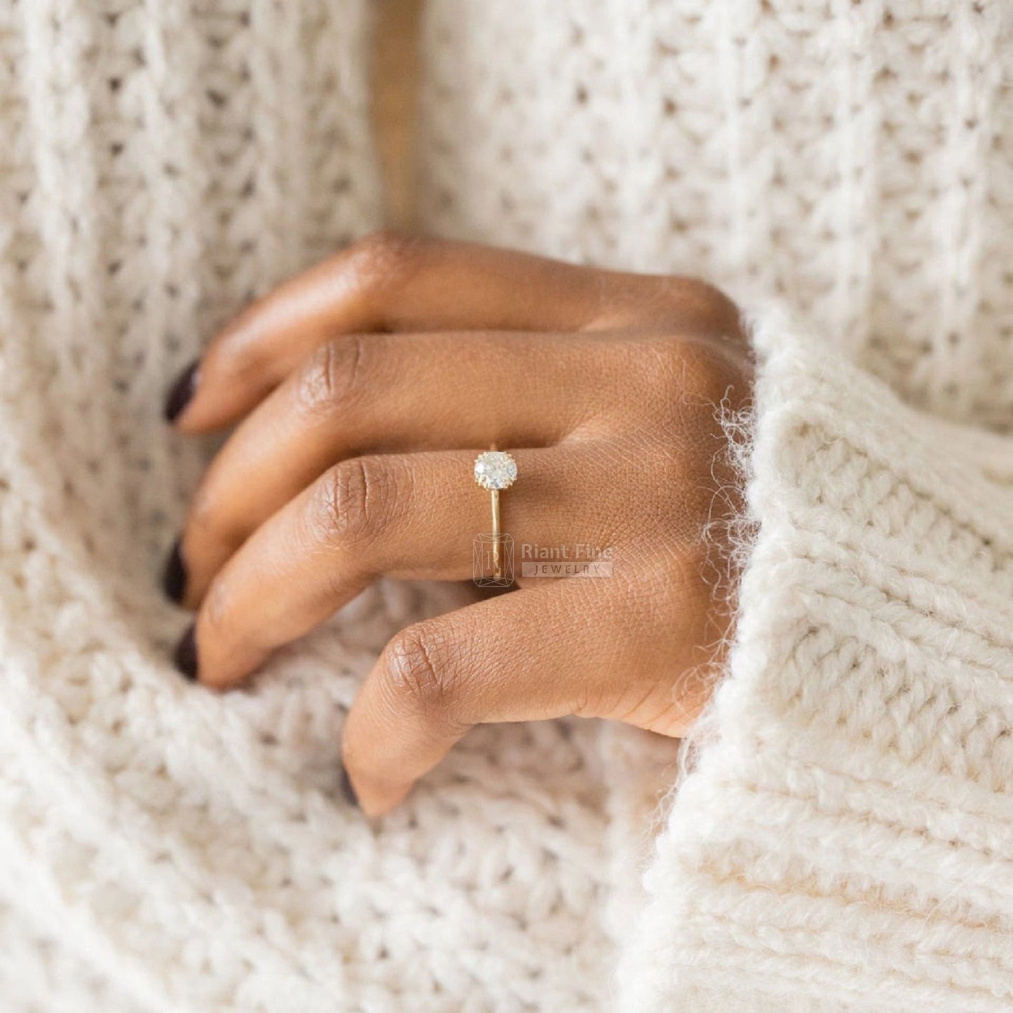 Romantic Round Diamond Solitaire Engagement Ring - Riant Fine Jewelry LLC