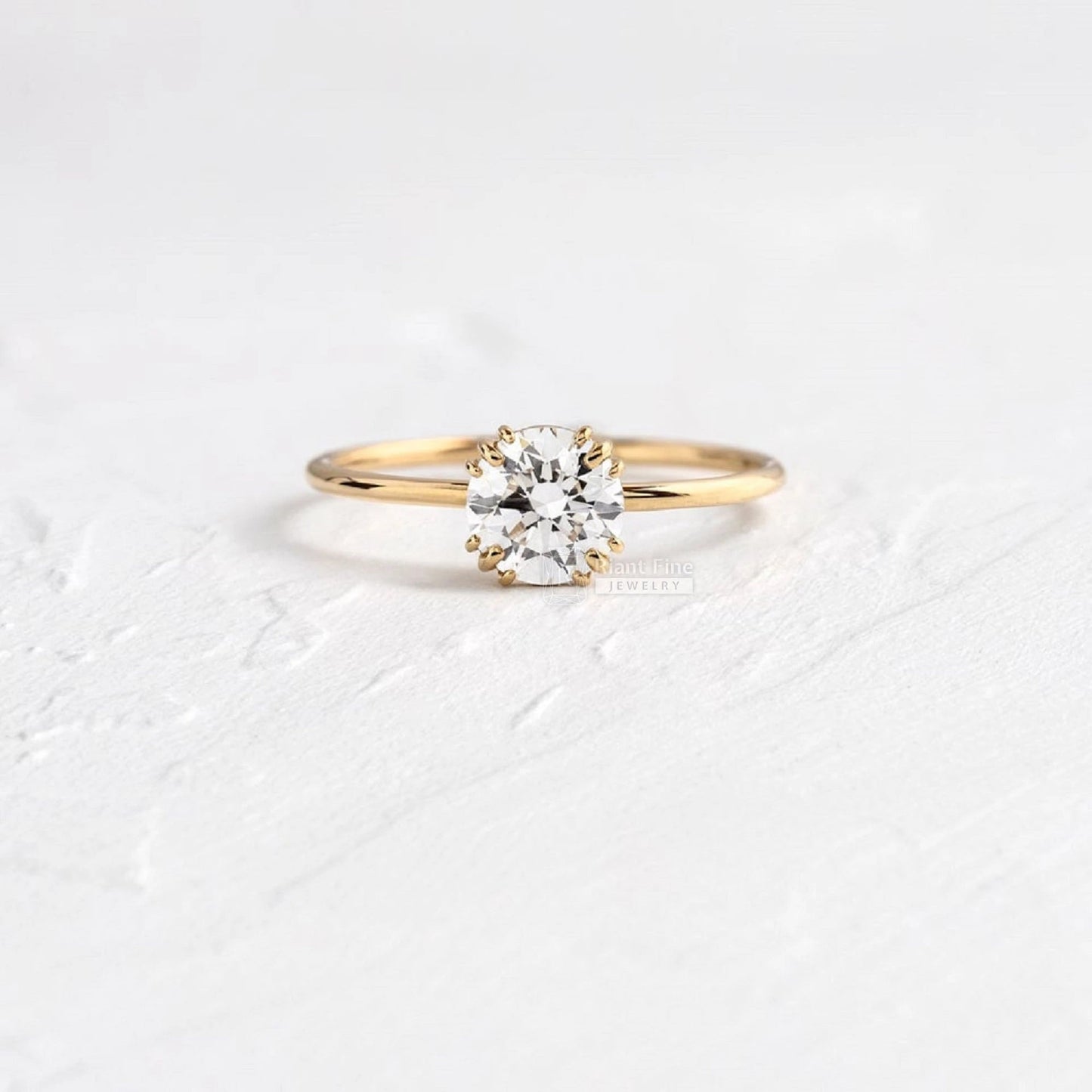 Romantic Round Diamond Solitaire Engagement Ring - Riant Fine Jewelry LLC