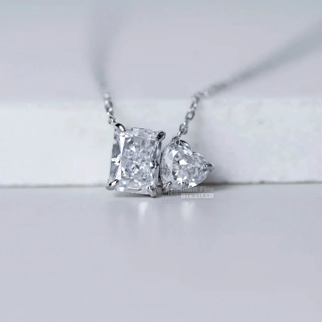 Radiant and Heart Moissanite Pendant