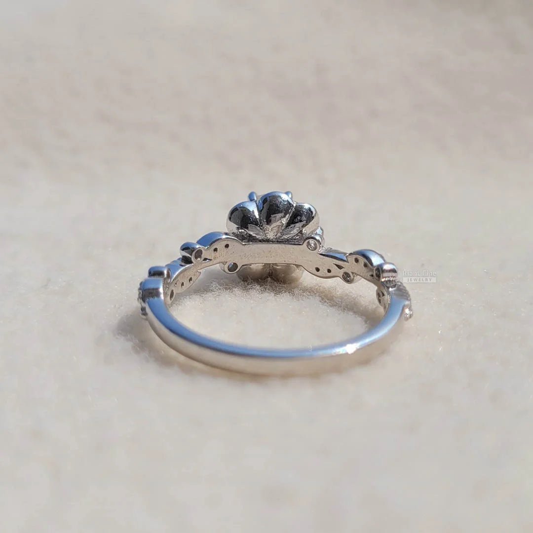 Rose Flower Style Round Diamond Gold Engagement Ring - Riant Fine Jewelry LLC