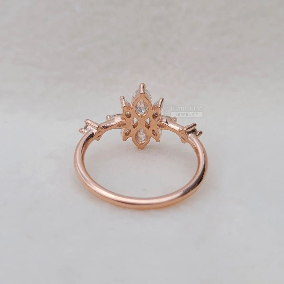 Rose Gold Marquise Lab Diamond Cluster Ring - Riant Fine Jewelry LLC
