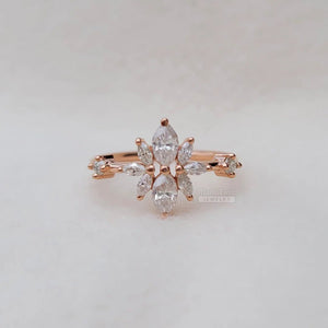 Rose Gold Marquise Lab Diamond Cluster Ring