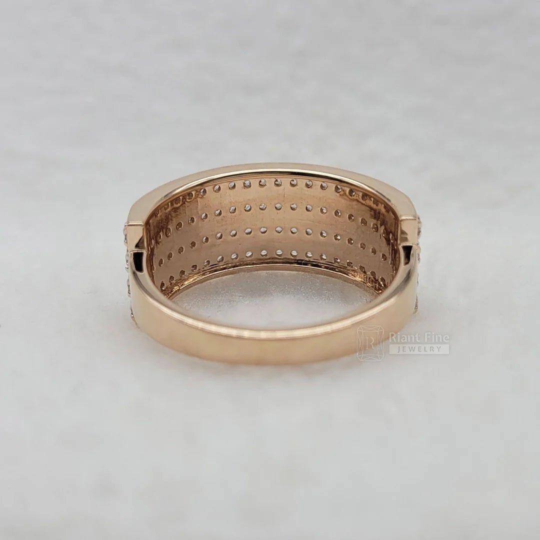 Rose Gold Men's Wedding Band with Round Diamonds - Riant Fine Jewelry