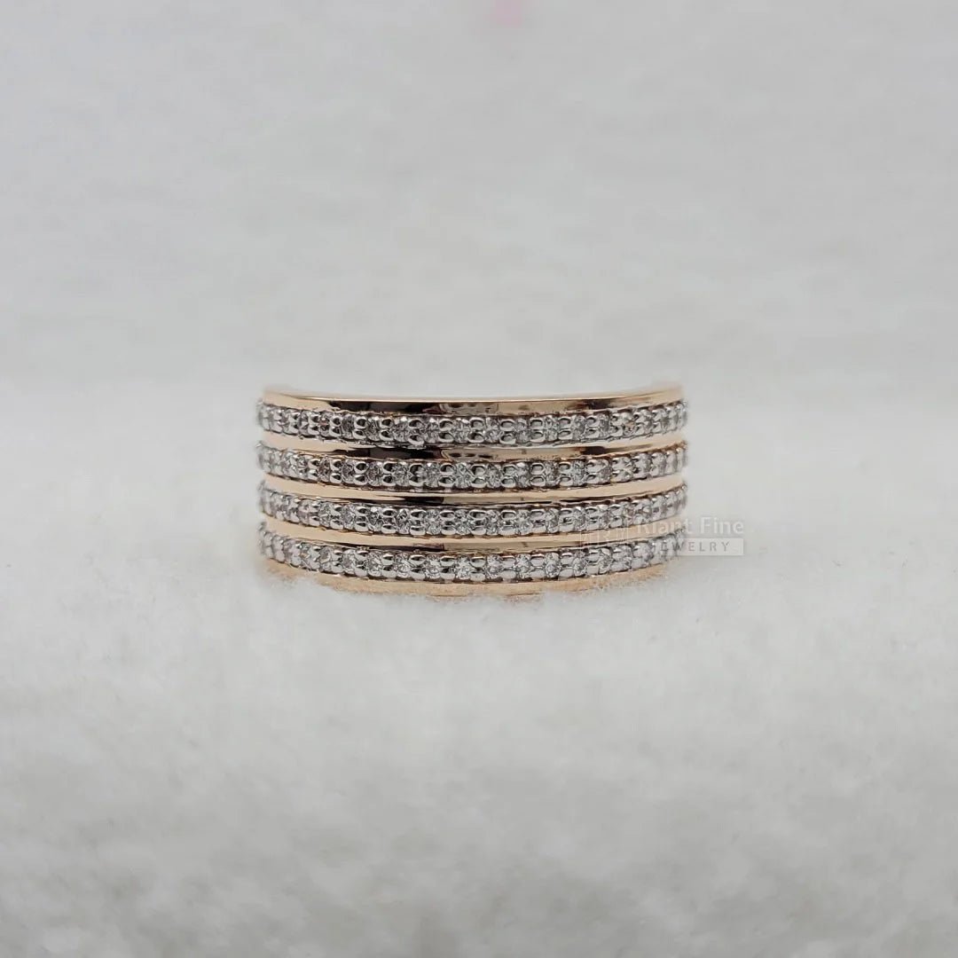 Rose Gold Men's Wedding Band with Round Diamonds - Riant Fine Jewelry