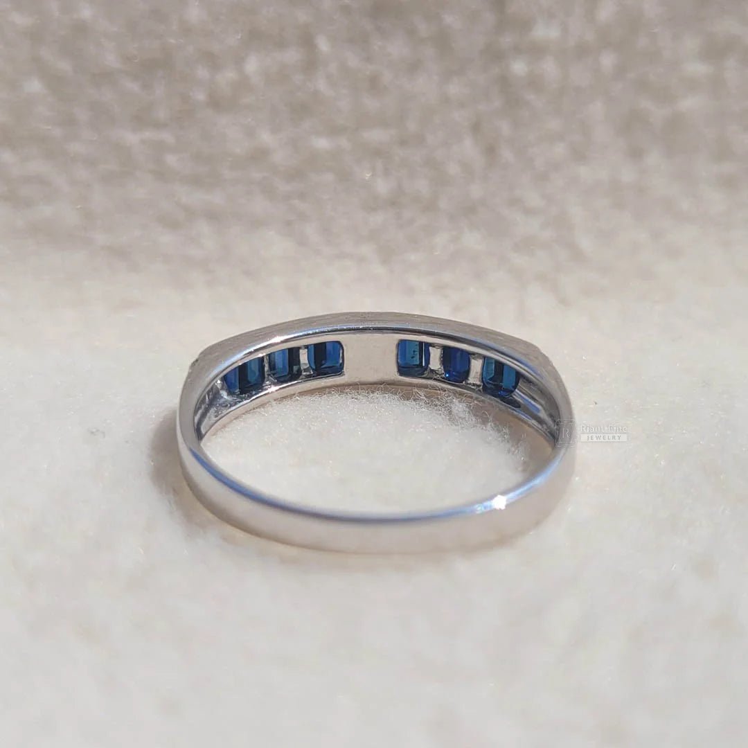 Round & Baguette Diamond Half Eternity Gold Band - Riant Fine Jewelry