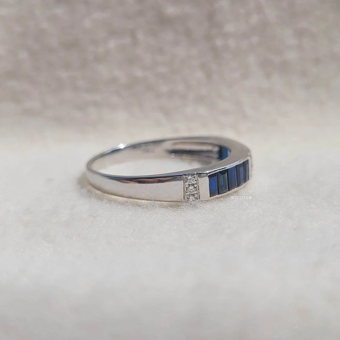 Round & Baguette Diamond Half Eternity Gold Band - Riant Fine Jewelry