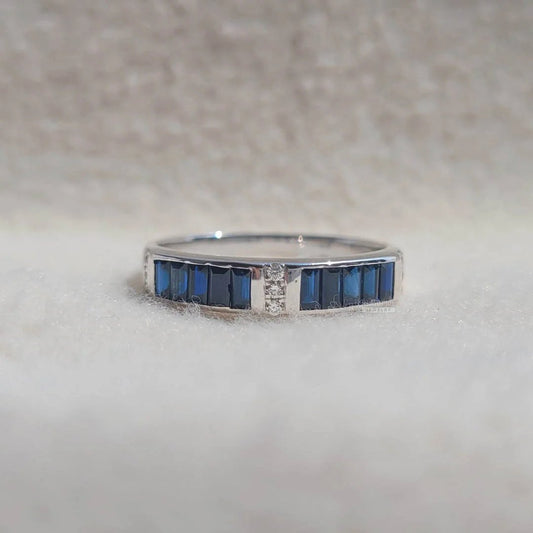 Round & Baguette Diamond Half Eternity Gold Band - Riant Fine Jewelry