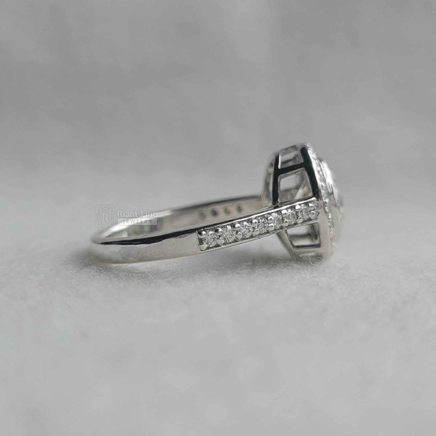 Round Cut Diamond Bezel Set Halo Engagement Rings - Riant Fine Jewelry LLC