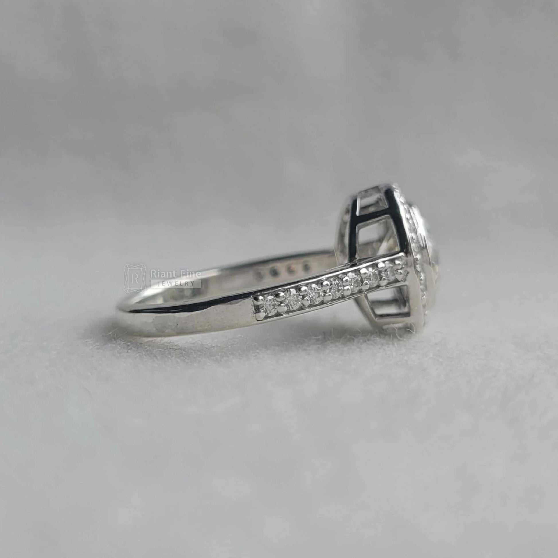 Round Cut Diamond Bezel Set Halo Engagement Rings - Riant Fine Jewelry LLC