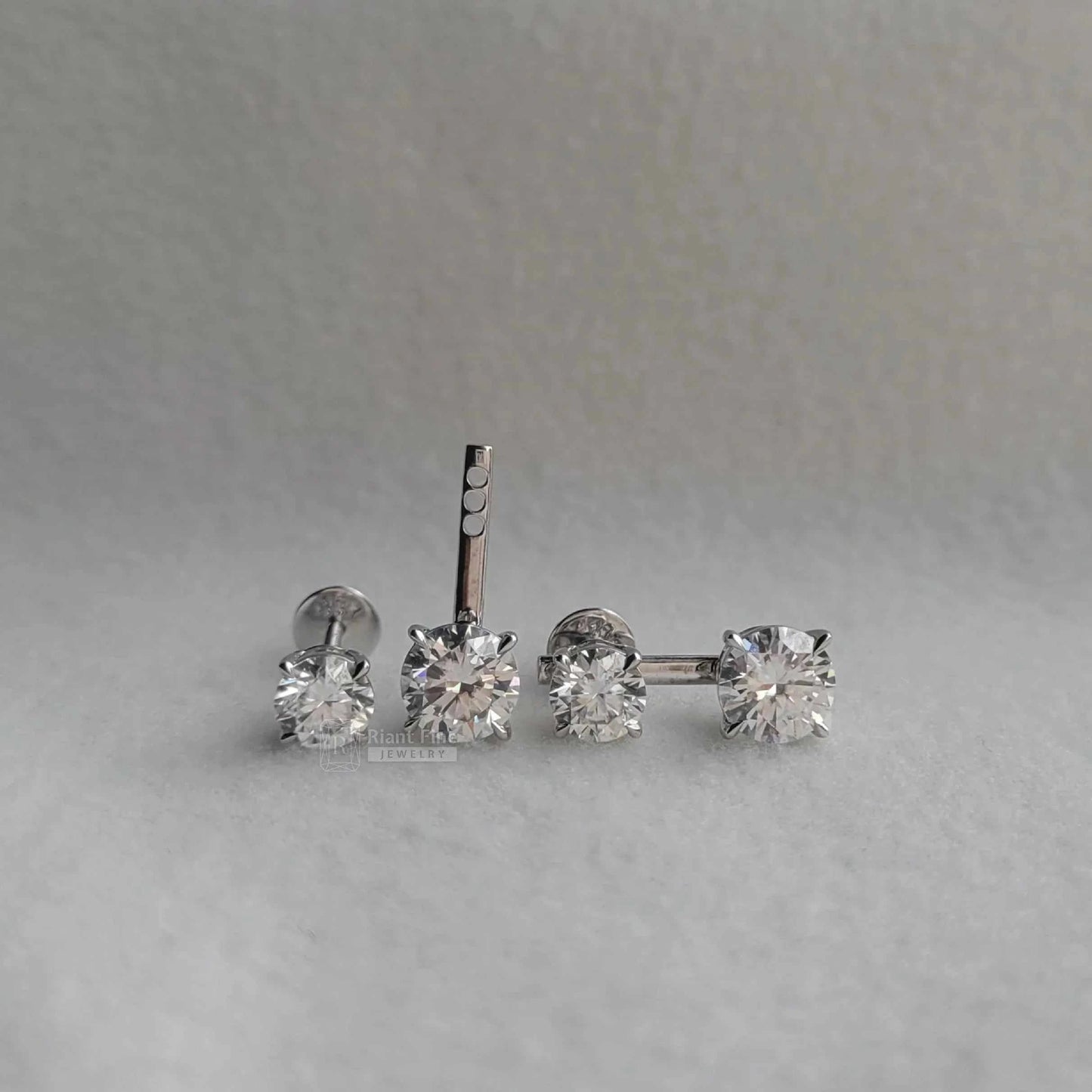 Round Cut Moissanite Drop & Dangle Stud Earrings - Riant Fine Jewelry LLC