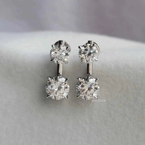 Round Cut Moissanite Drop Dangle Stud Earrings
