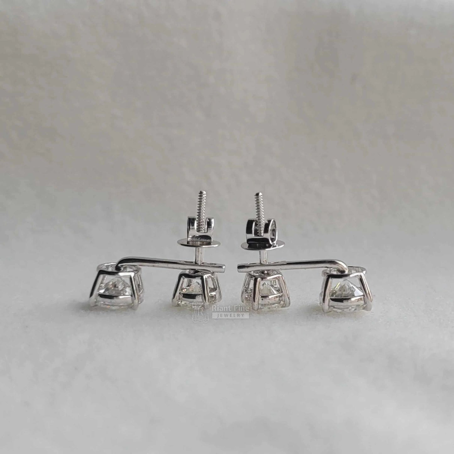 Round Cut Moissanite Drop & Dangle Stud Earrings - Riant Fine Jewelry LLC