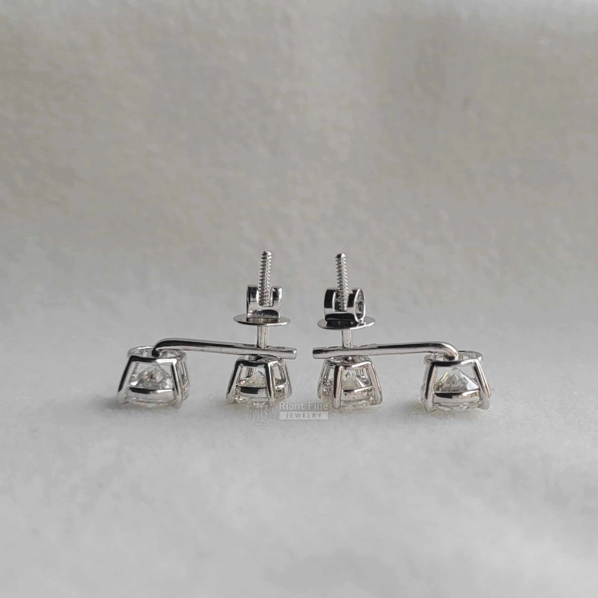 Round Cut Moissanite Drop & Dangle Stud Earrings - Riant Fine Jewelry LLC