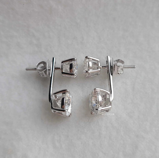 Round Cut Moissanite Drop & Dangle Stud Earrings - Riant Fine Jewelry LLC