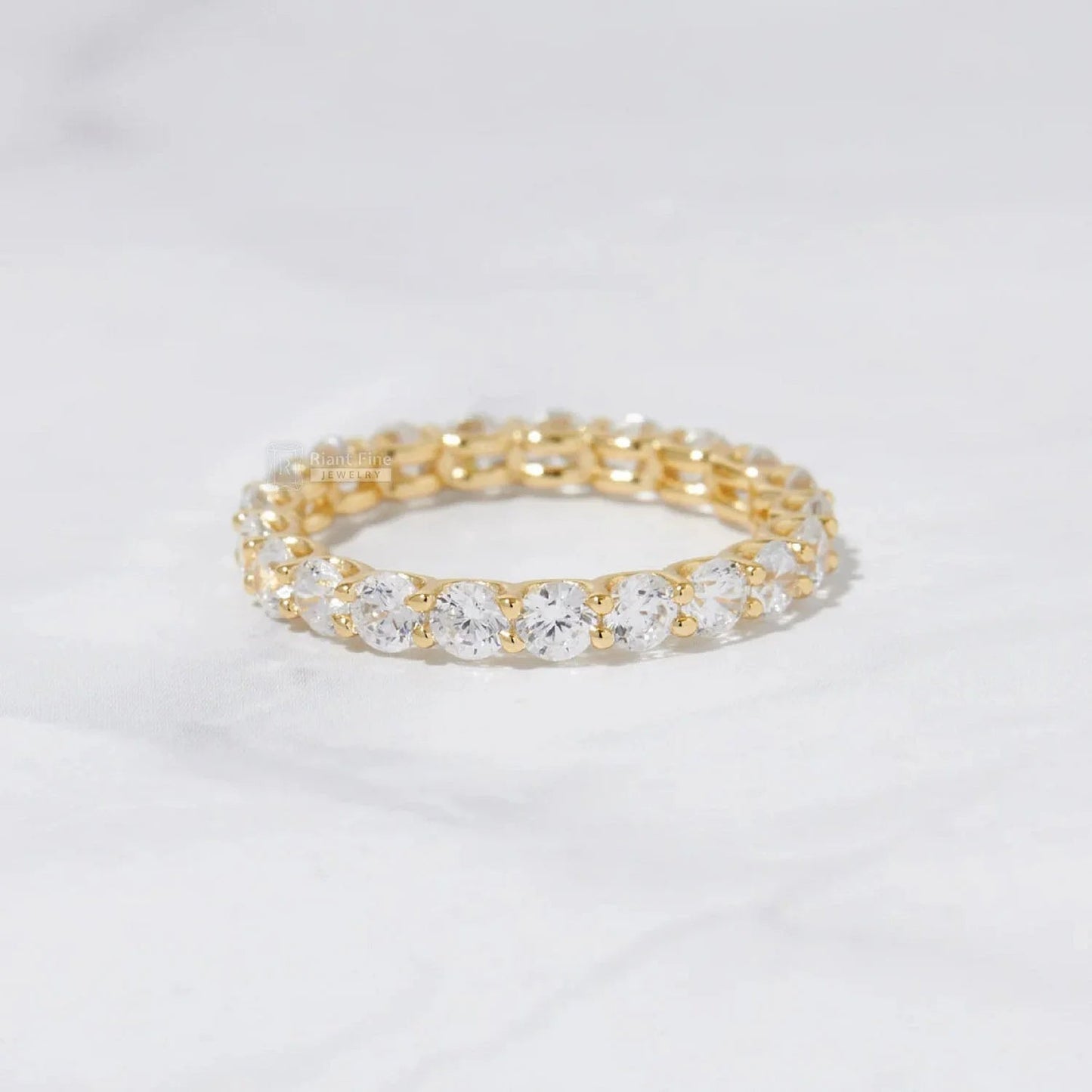 Round Diamond Full Eternity Wedding Band In 14K Gold - Riant Fine Jewelry LLC