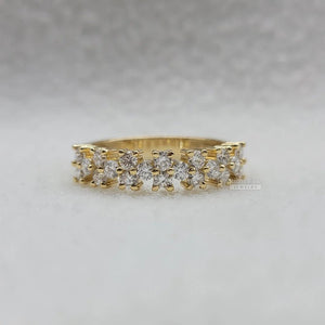 Round Diamond Half Eternity Yellow Gold Wedding Band