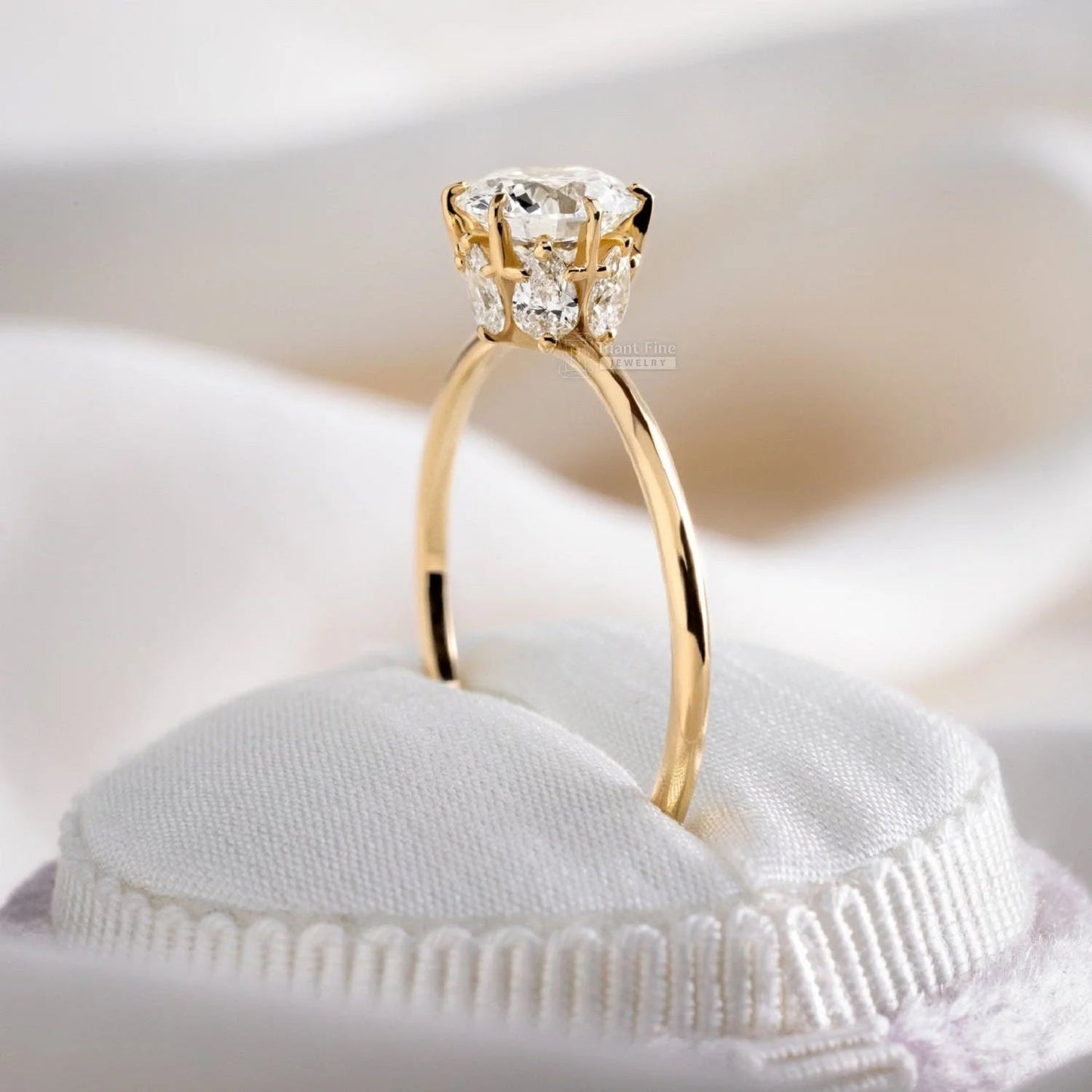 Round Diamond Hidden Halo Vintage Engagement Ring - Riant Fine Jewelry LLC