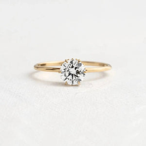Round Diamond Hidden Halo Vintage Engagement Ring