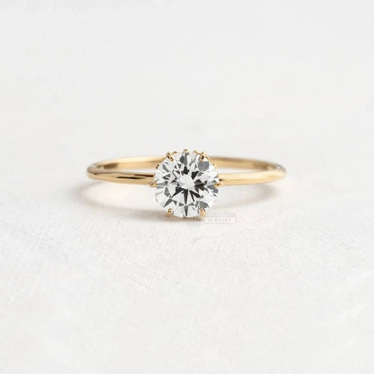 Round Diamond Hidden Halo Vintage Engagement Ring - Riant Fine Jewelry LLC