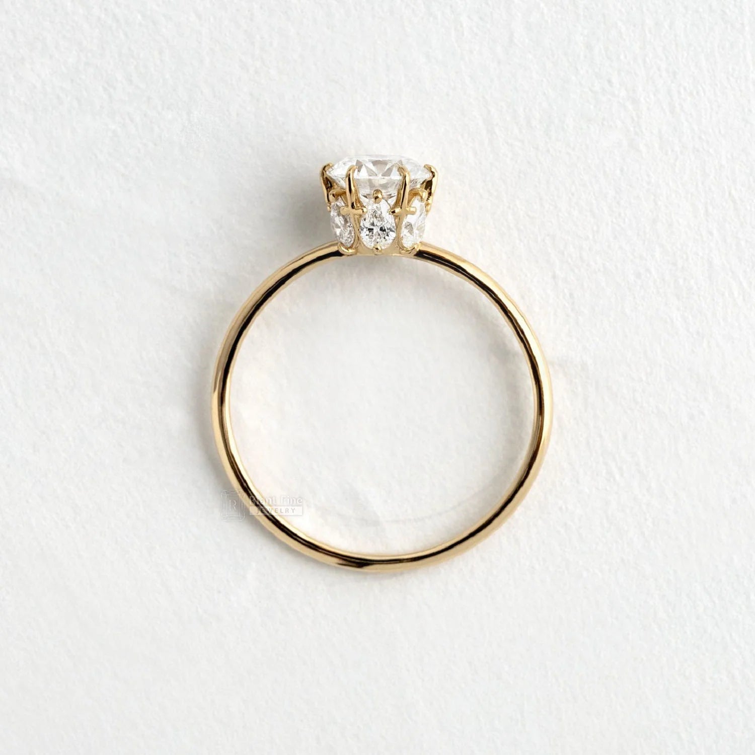 Round Diamond Hidden Halo Vintage Engagement Ring - Riant Fine Jewelry LLC