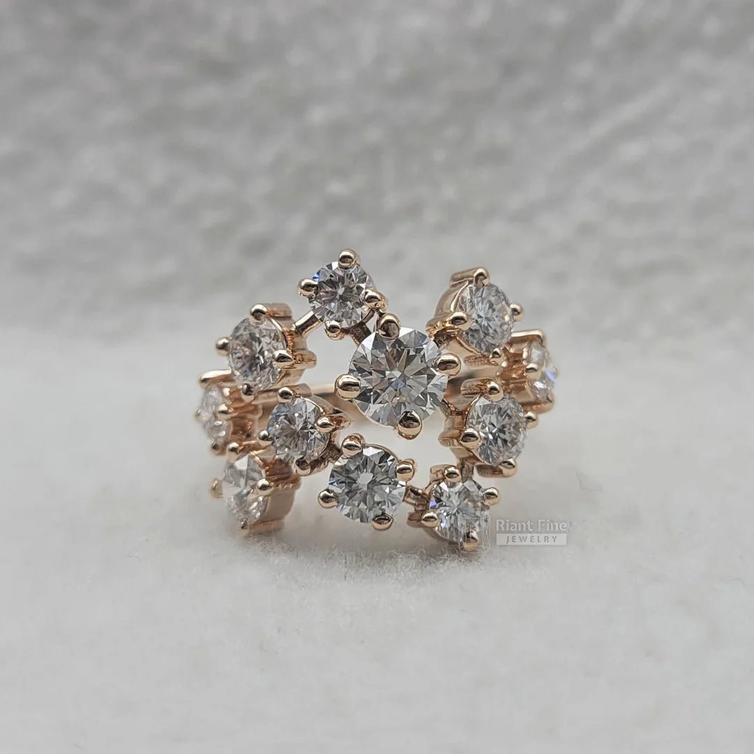 Round Diamond Rose Gold Vintage Engagement Ring - Riant Fine Jewelry