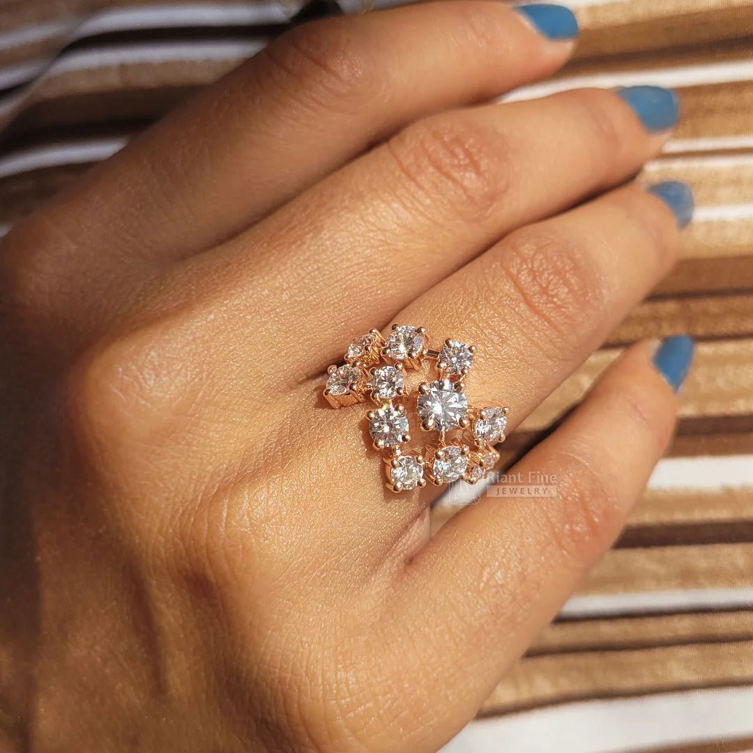 Round Diamond Rose Gold Vintage Engagement Ring - Riant Fine Jewelry