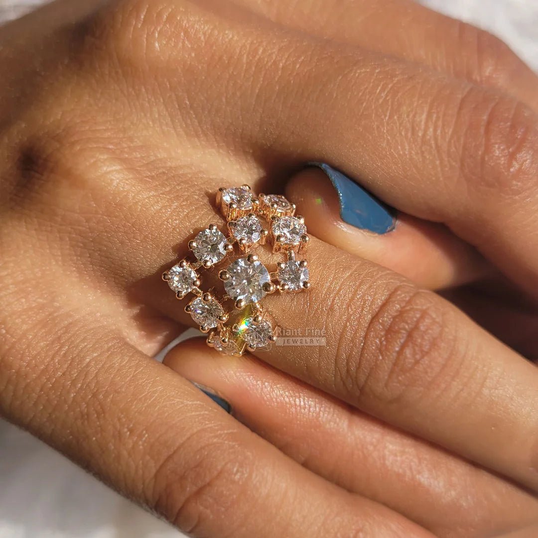 Round Diamond Rose Gold Vintage Engagement Ring - Riant Fine Jewelry