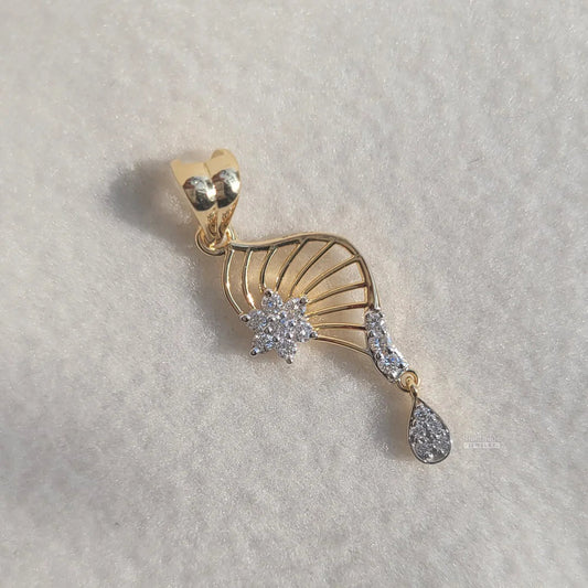 Round Diamond Yellow Gold Delicate Pendant For Her - Riant Fine Jewelry