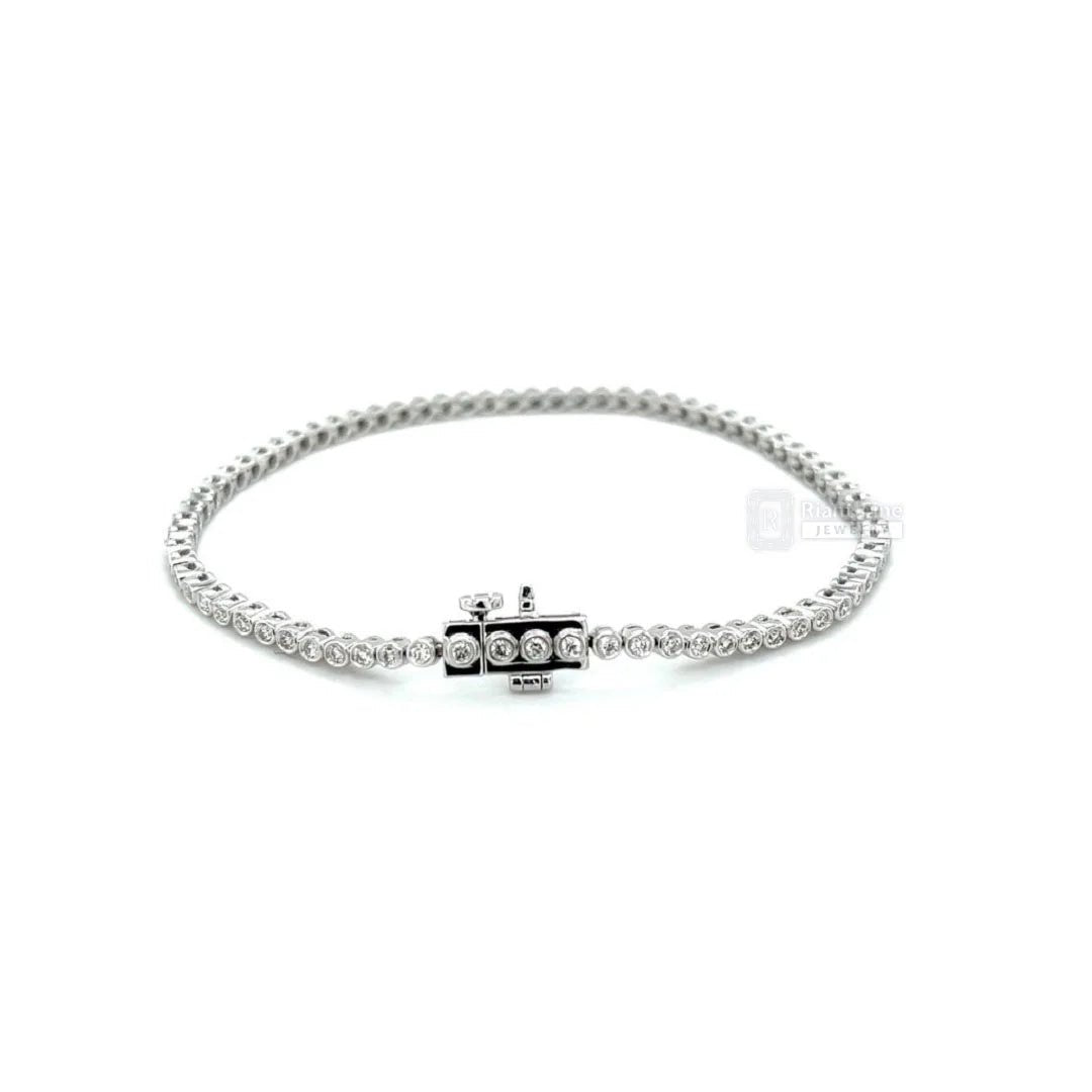 Round Lab Diamond Bezel Set Tennis Bracelet For Women - Riant Fine Jewelry LLC