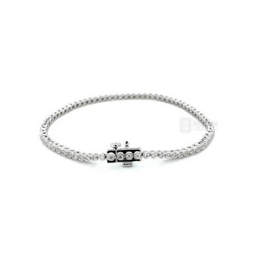 Round Lab Diamond Bezel Set Tennis Bracelet For Women - Riant Fine Jewelry LLC