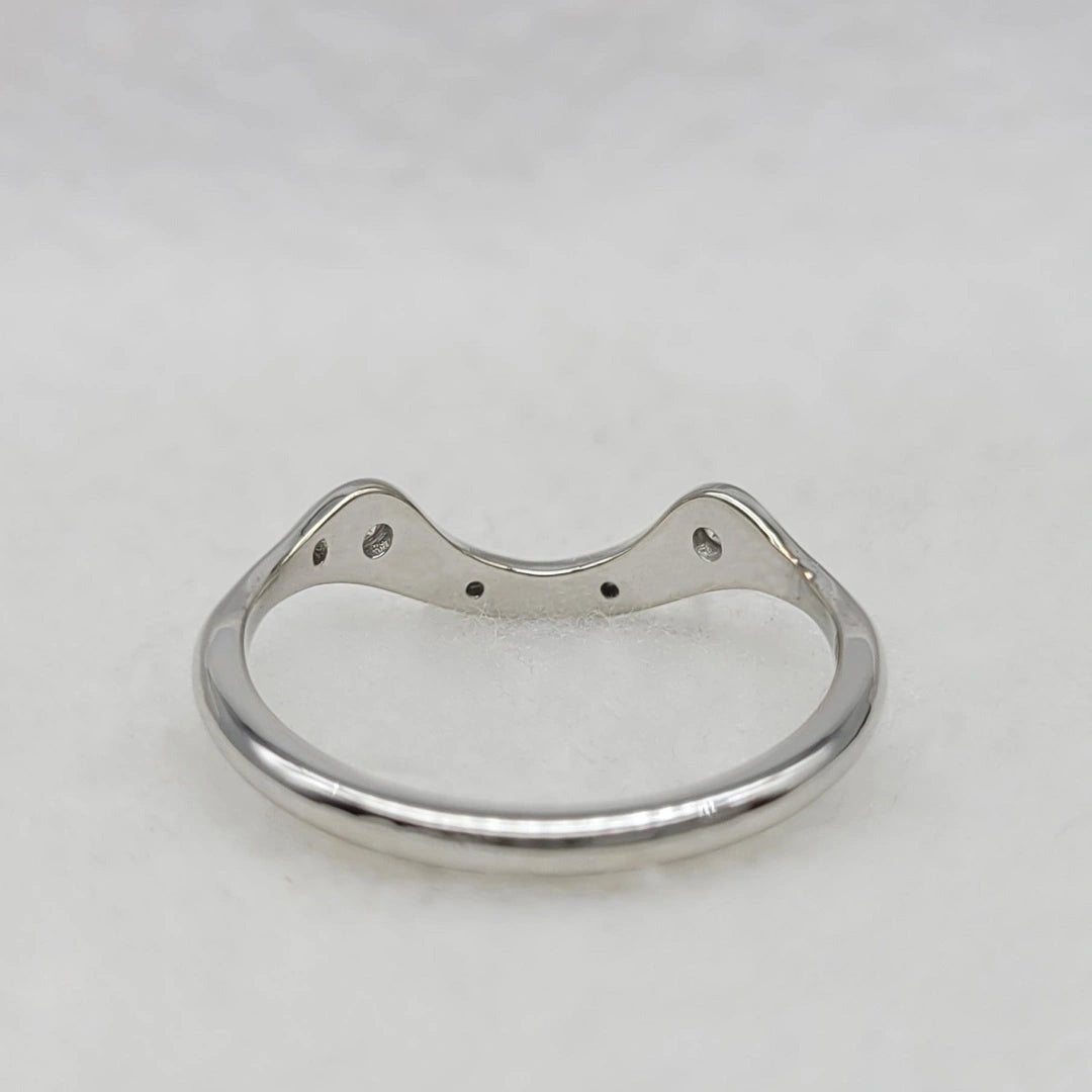 Round Lab Grown Diamond Curved Wedding Band in 14K White Gold - Riant Fine Jewelry LLC
