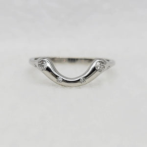 Round Lab Grown Diamond Curved Wedding Band in 14K White Gold