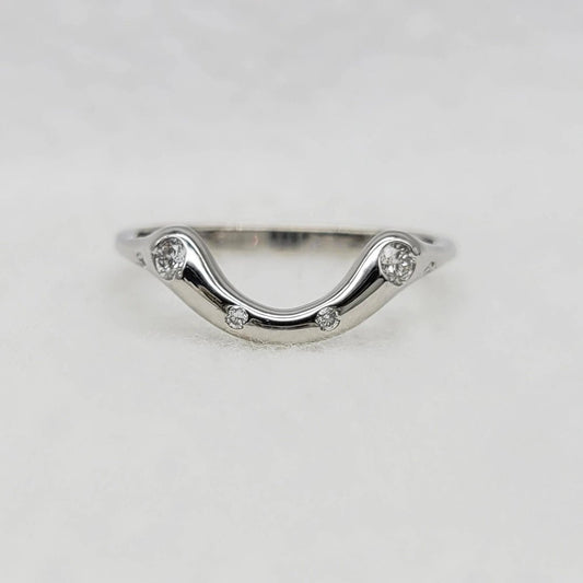 Round Lab Grown Diamond Curved Wedding Band in 14K White Gold - Riant Fine Jewelry LLC