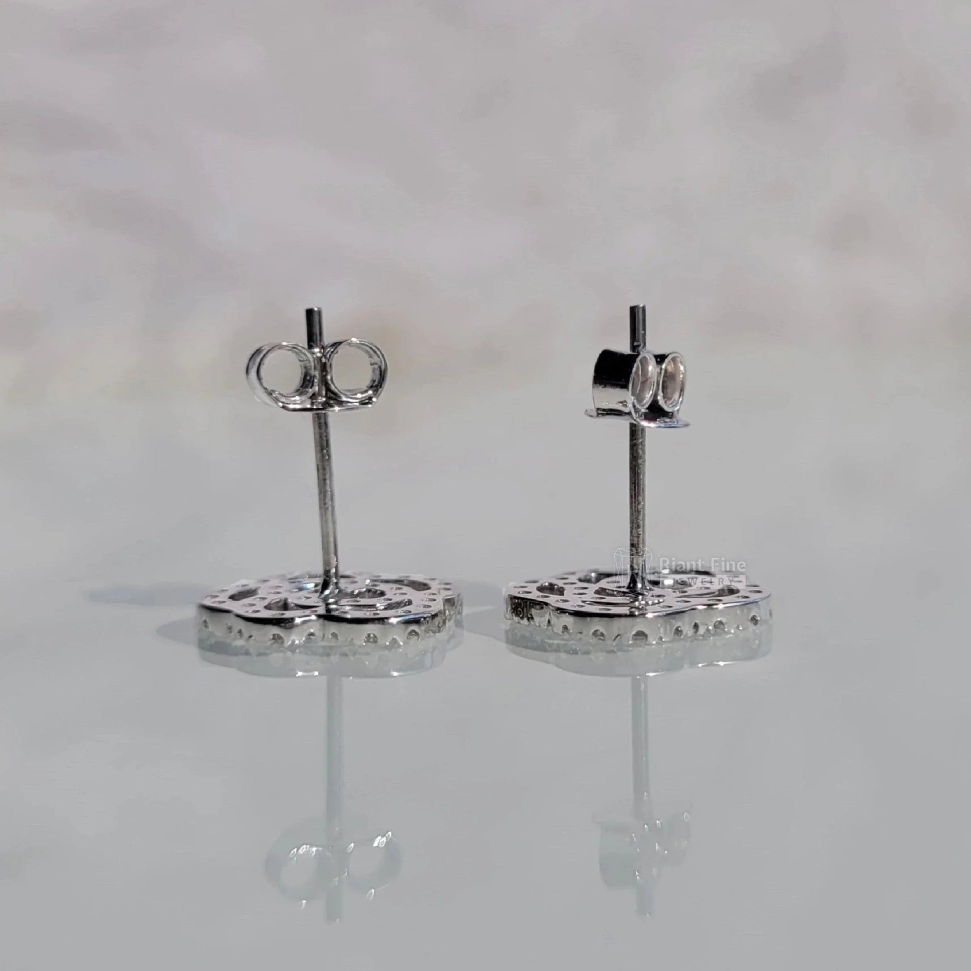 Round Lab Grown Diamond Earrings - Rose Flower Design - Riant Fine Jewelry LLC