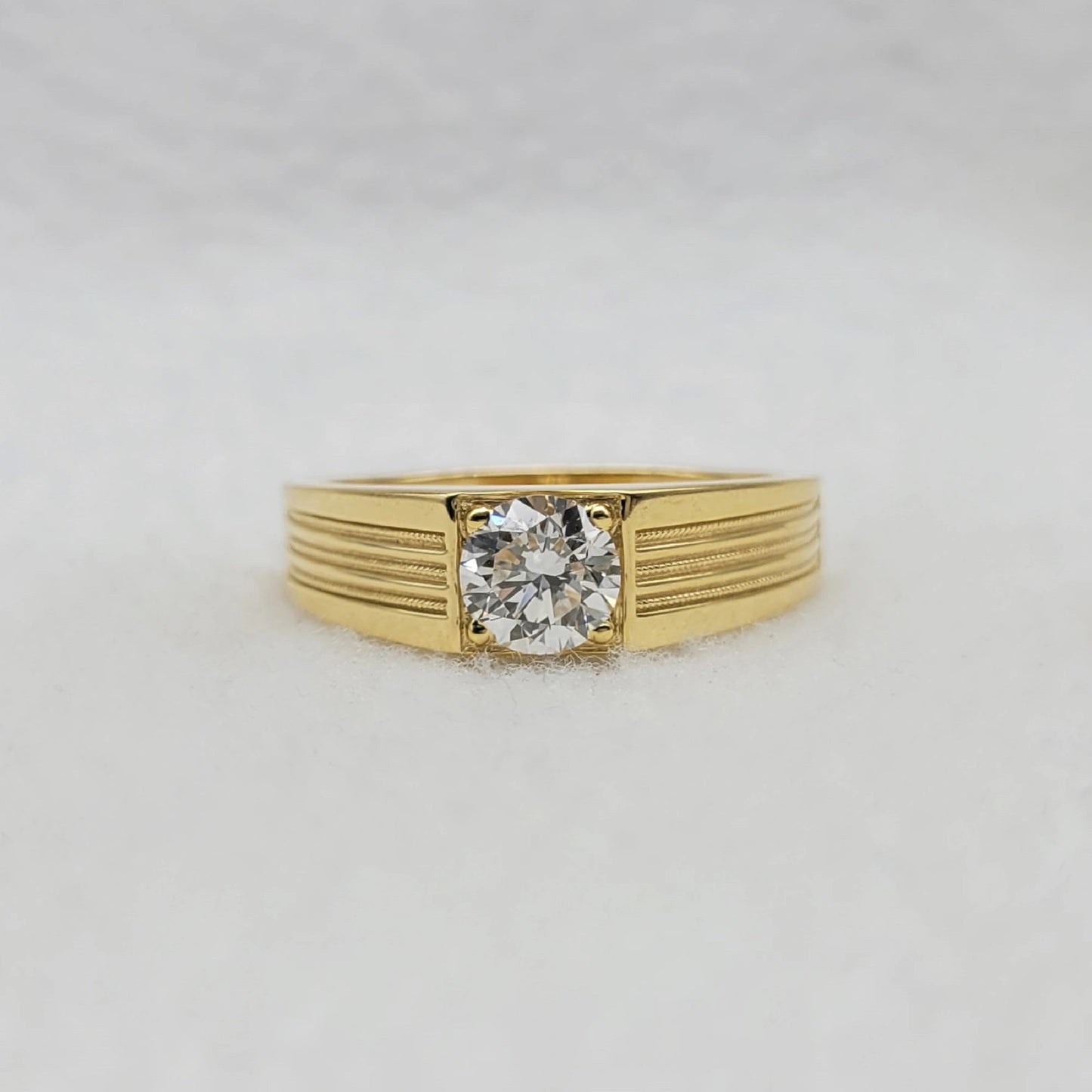 Round Lab Grown Diamond Mens Wedding Ring in 14K Yellow Gold - Riant Fine Jewelry LLC