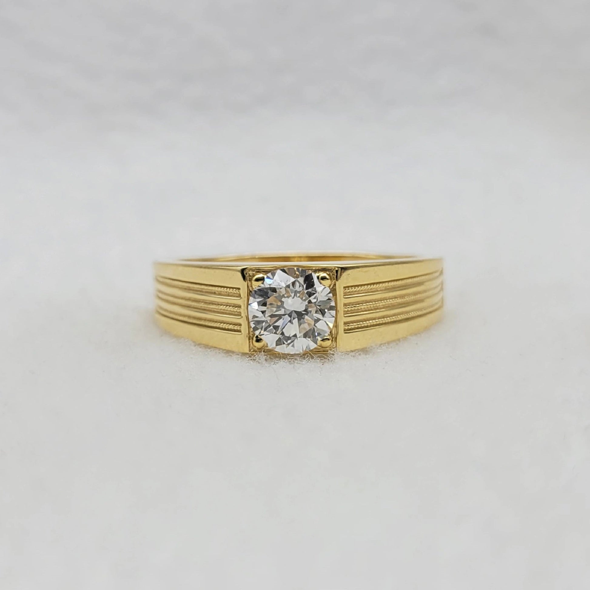 Round Lab Grown Diamond Mens Wedding Ring in 14K Yellow Gold - Riant Fine Jewelry LLC