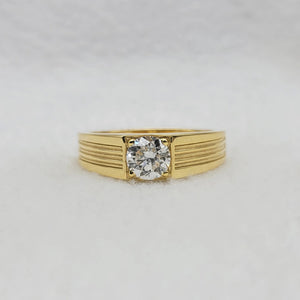 Round Lab Grown Diamond Mens Wedding Ring in 14K Yellow Gold