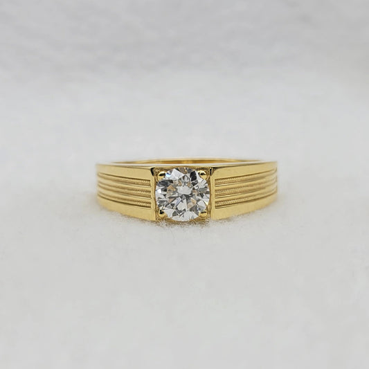 Round Lab Grown Diamond Mens Wedding Ring in 14K Yellow Gold - Riant Fine Jewelry LLC