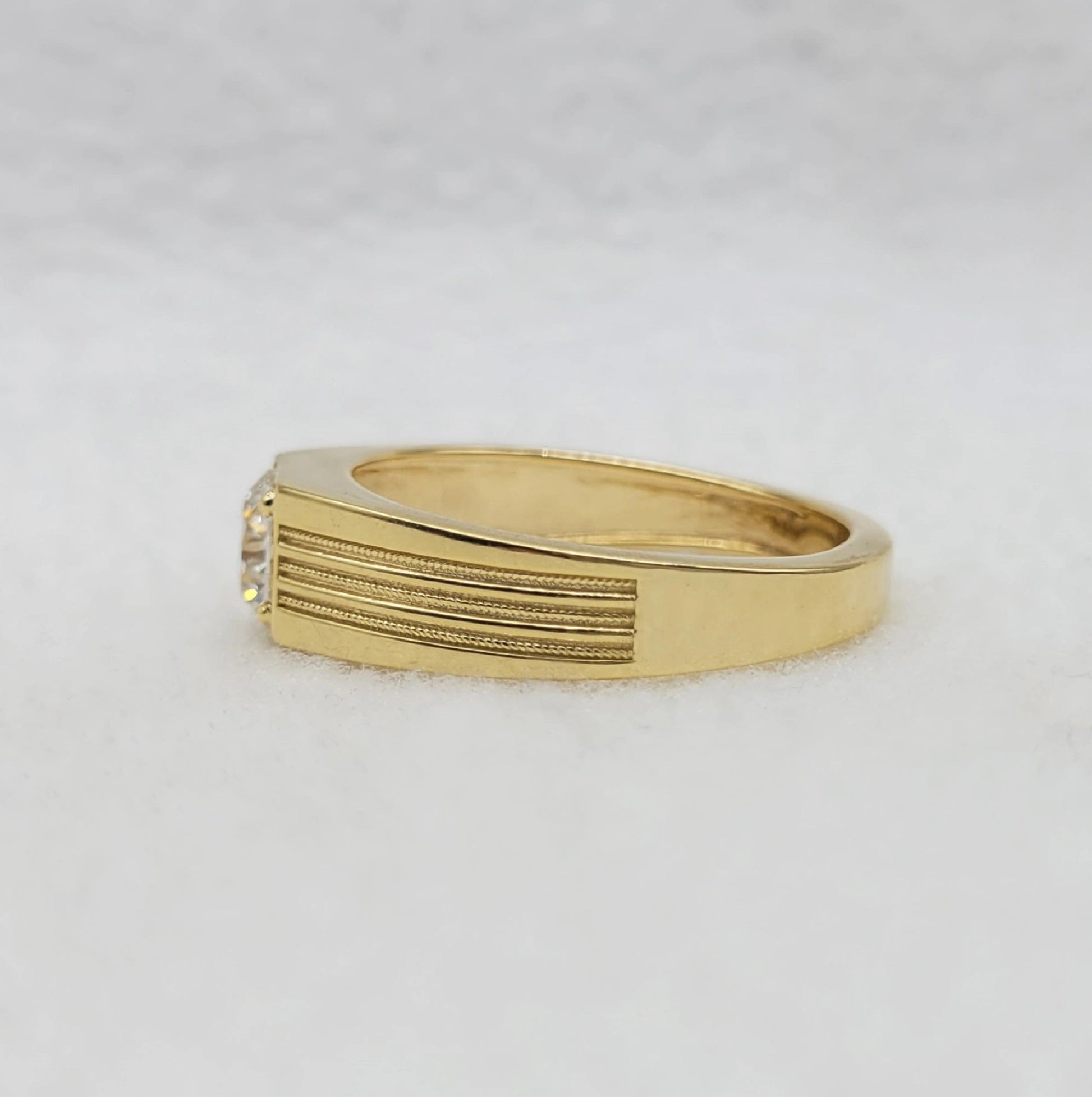 Round Lab Grown Diamond Mens Wedding Ring in 14K Yellow Gold - Riant Fine Jewelry LLC