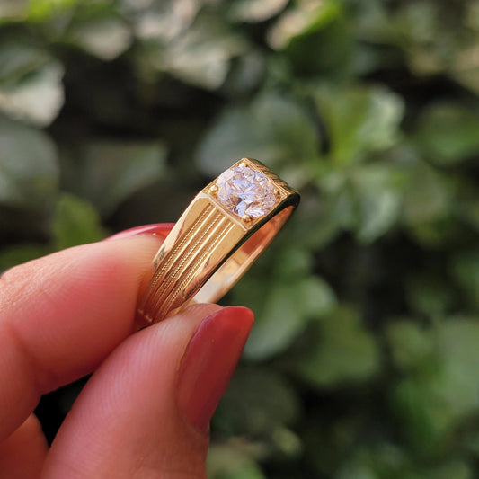 Round Lab Grown Diamond Mens Wedding Ring in 14K Yellow Gold - Riant Fine Jewelry LLC
