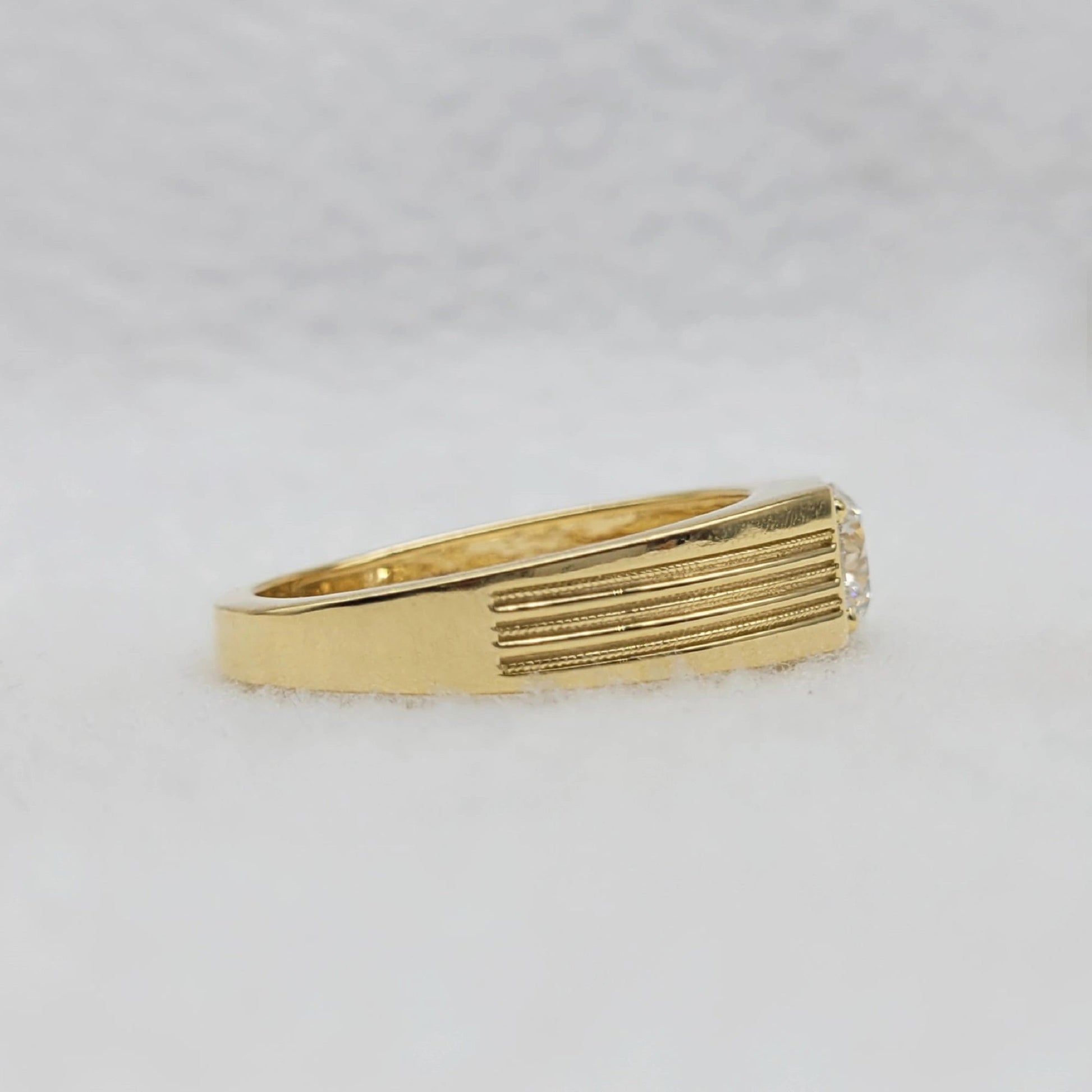 Round Lab Grown Diamond Mens Wedding Ring in 14K Yellow Gold - Riant Fine Jewelry LLC